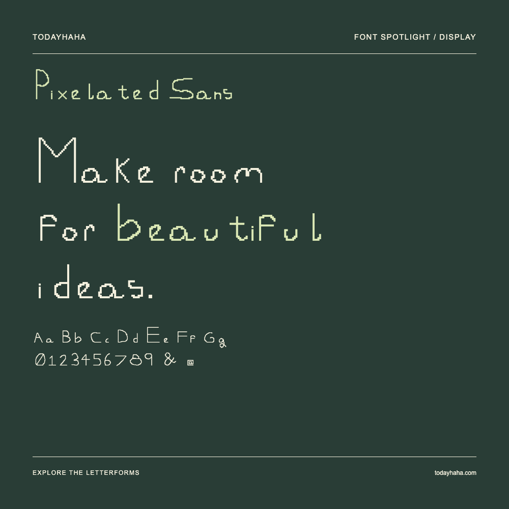 Pixelated Sans — Affiche typographique avec exemple de texte