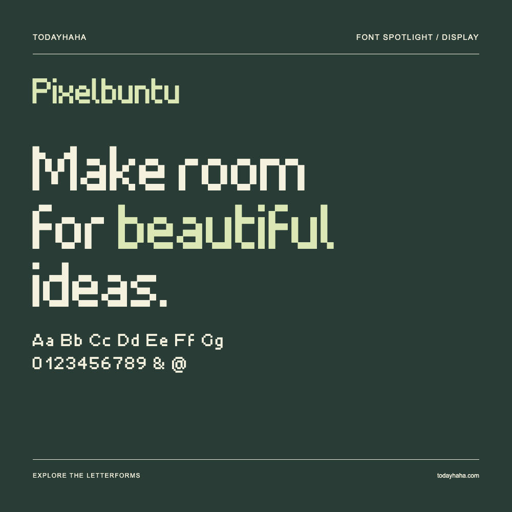 Pixelbuntu — Poster tipografico con testo di esempio