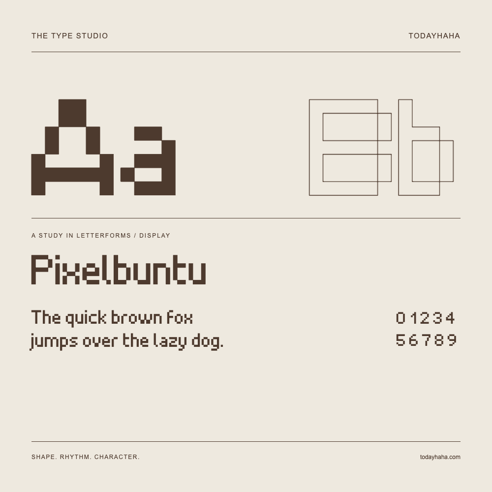 Pixelbuntu — Studio delle lettere con frase e numeri