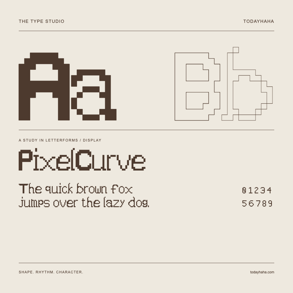 PixelCurve — Estudio de letras con una frase y números