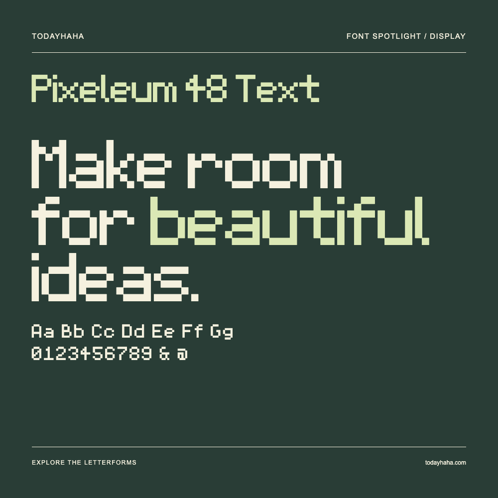 Pixeleum 48 Text — Affiche typographique avec exemple de texte
