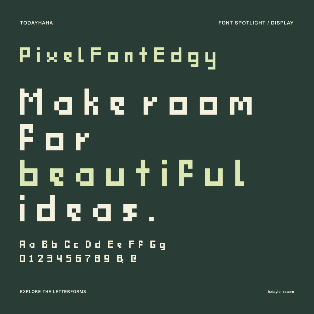 PixelFontEdgy — Pôster tipográfico com texto de exemplo