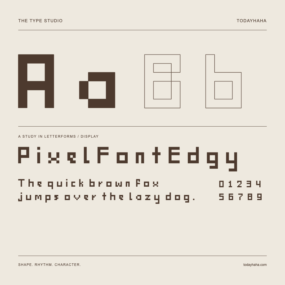 PixelFontEdgy — Estudo de letras com frase e números