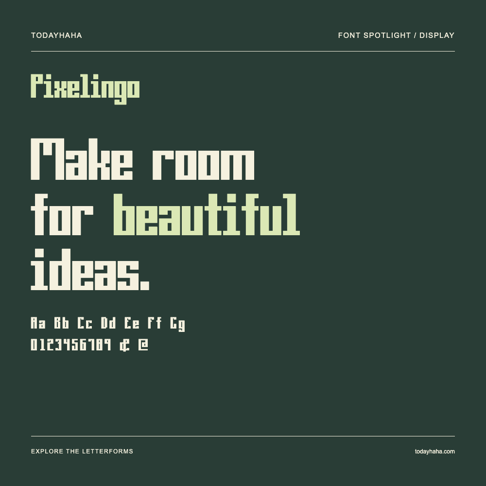 Pixelingo — Typography poster with sample text