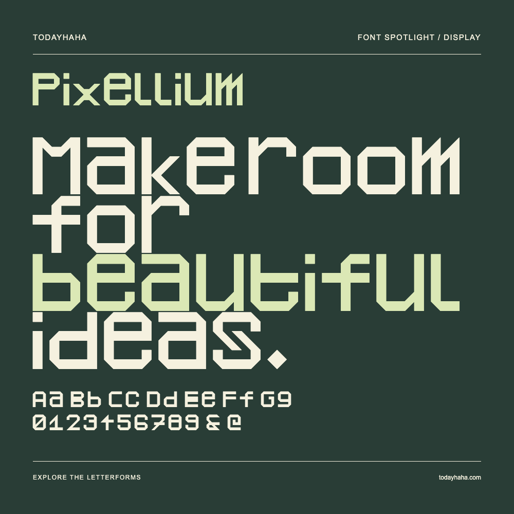 Pixellium — Poster tipografico con testo di esempio