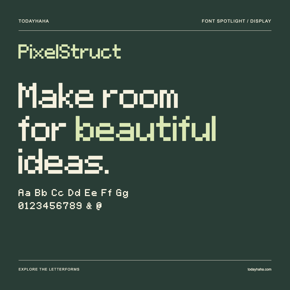 PixelStruct — Poster tipografico con testo di esempio