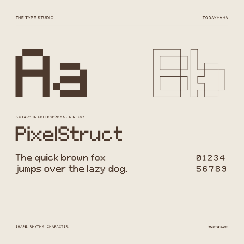PixelStruct — Studio delle lettere con frase e numeri