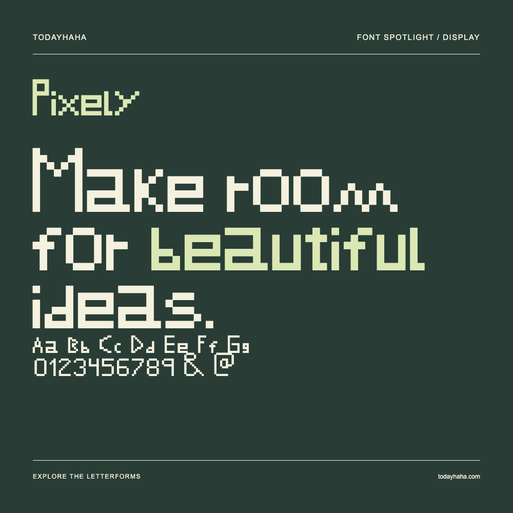 Pixely — Pôster tipográfico com texto de exemplo