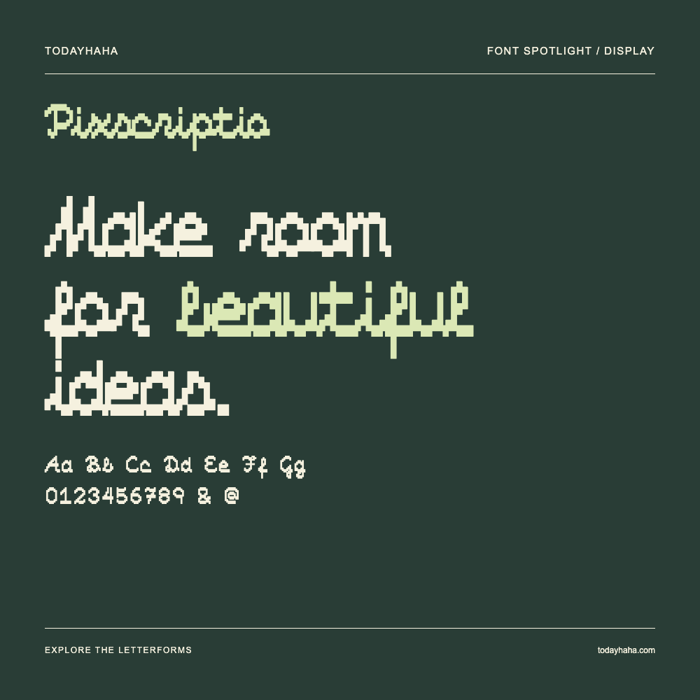 Pixscriptio — Typography poster with sample text
