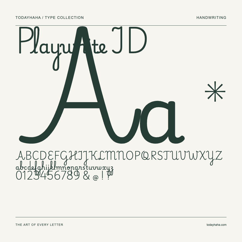 Playwrite ID — Font specimen with uppercase and lowercase letters and numbers