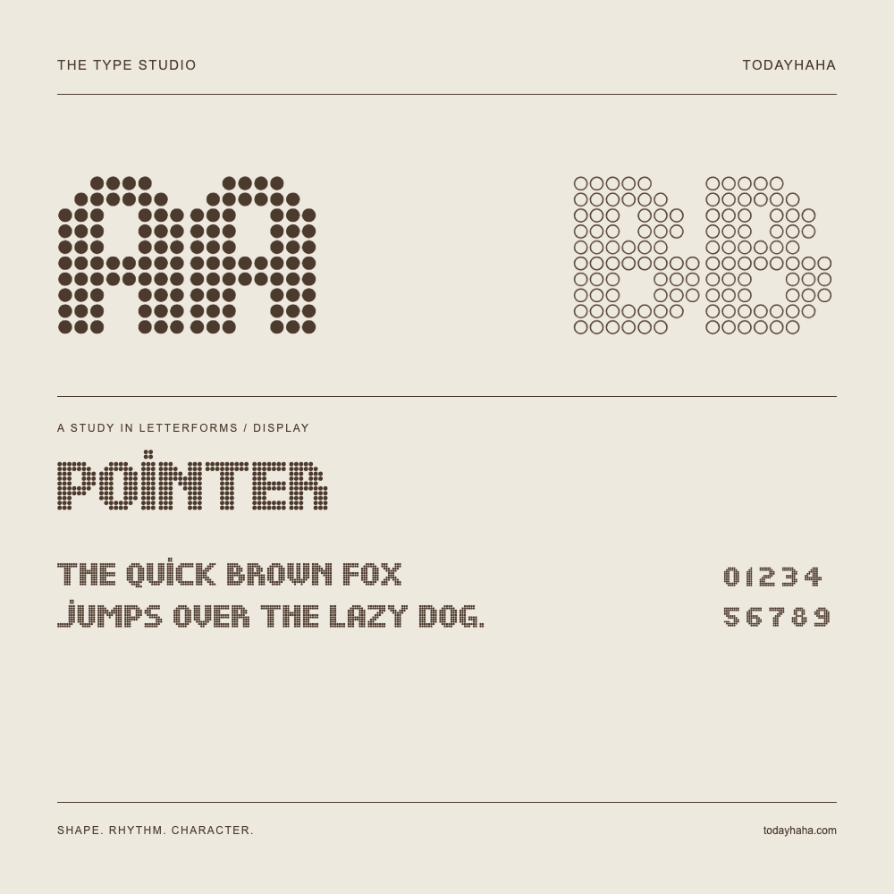Pointer — Buchstabenstudie mit Beispielsatz und Ziffern