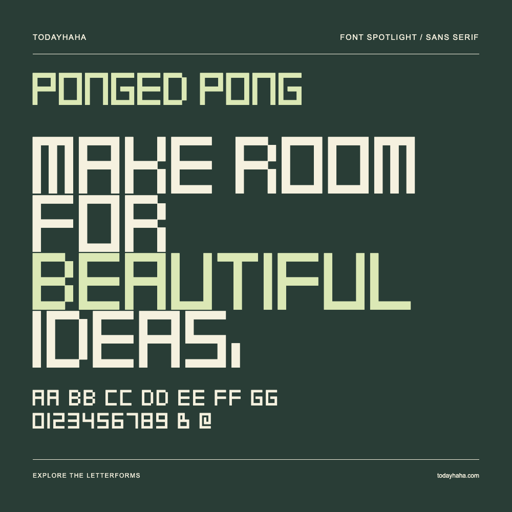 Ponged Pong — Typografieposter mit Beispieltext