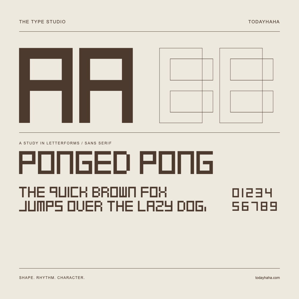 Ponged Pong — Buchstabenstudie mit Beispielsatz und Ziffern