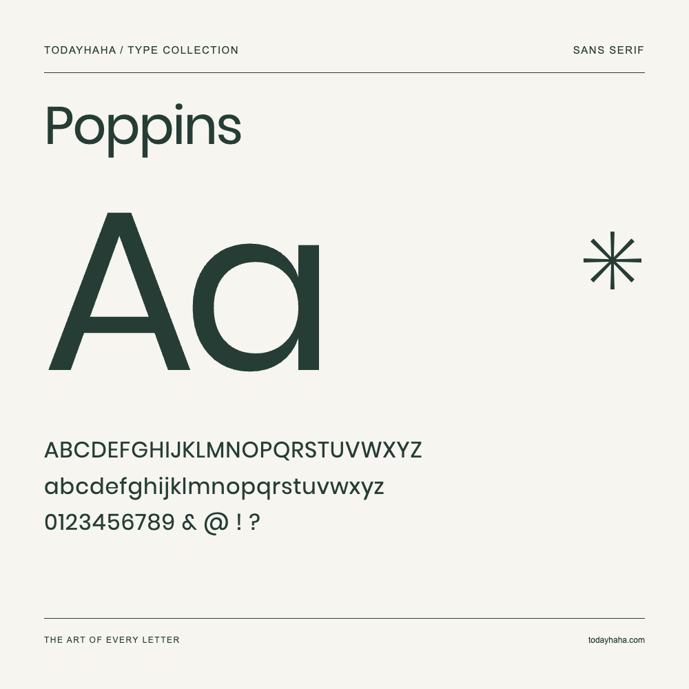 Poppins — 字体展示:大小写字母与数字