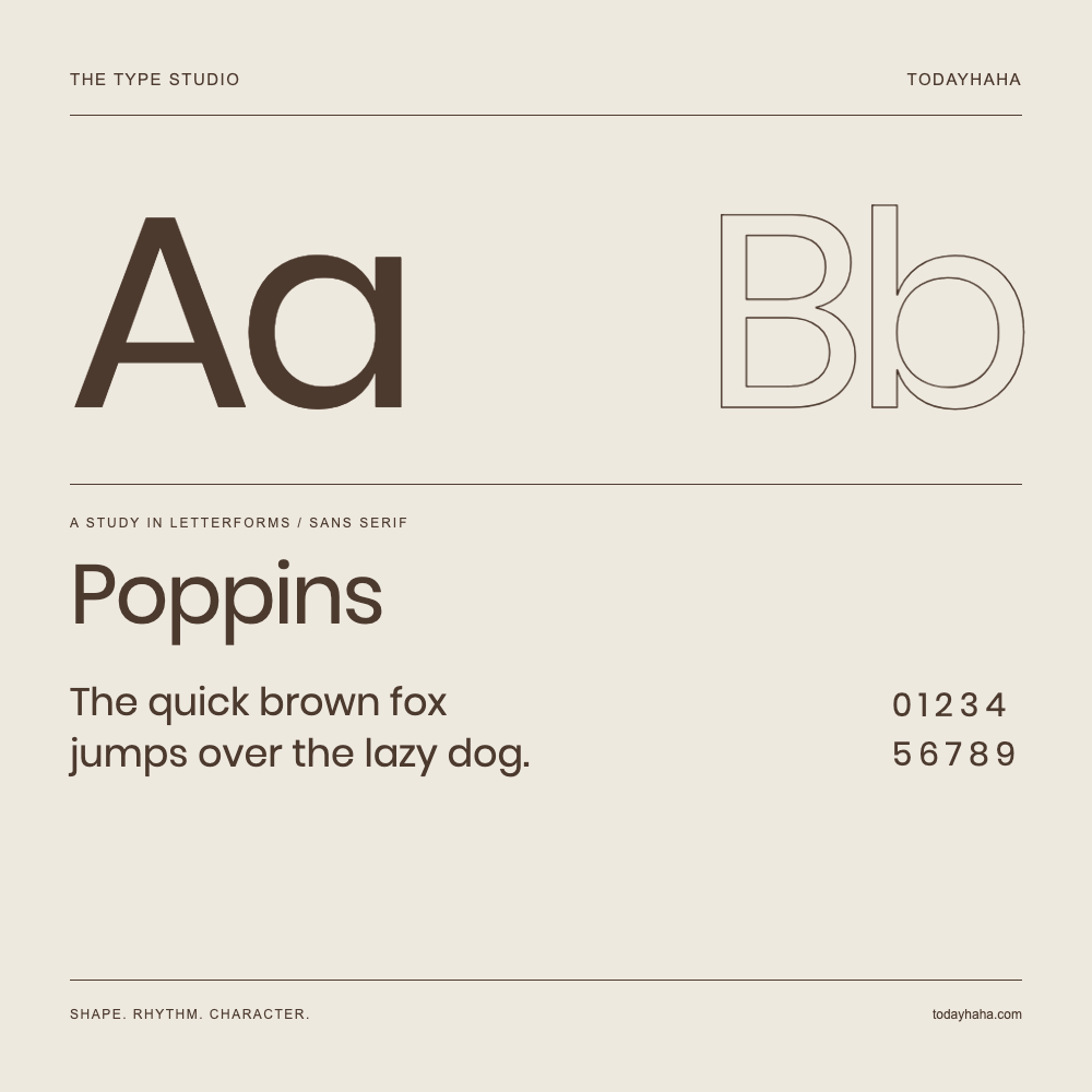 Poppins — 字形展示:示例句子与数字