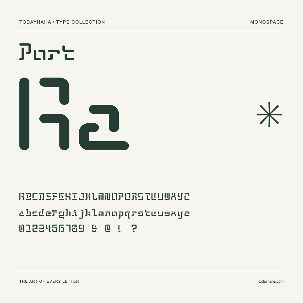 Port — Font specimen with uppercase and lowercase letters and numbers