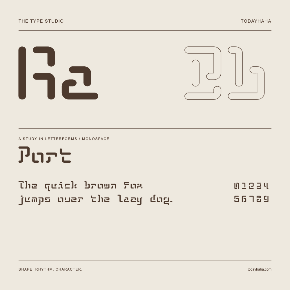 Port — Letterform study with sample sentence and numbers