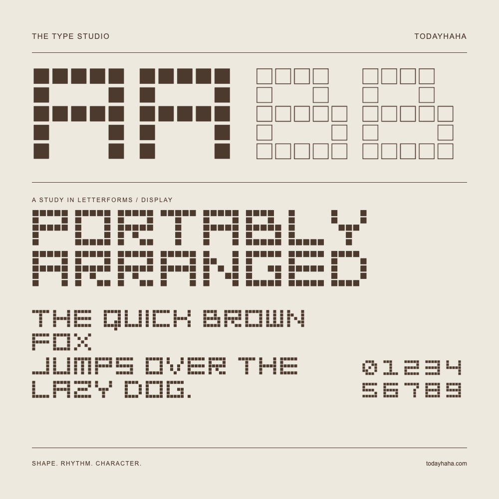 Portably Arranged — Estudo de letras com frase e números