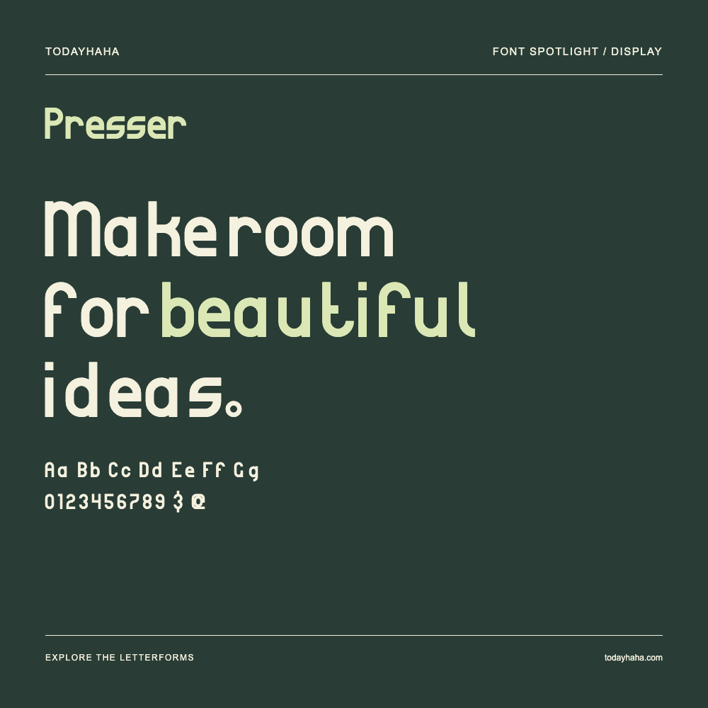 Presser — Typografieposter mit Beispieltext