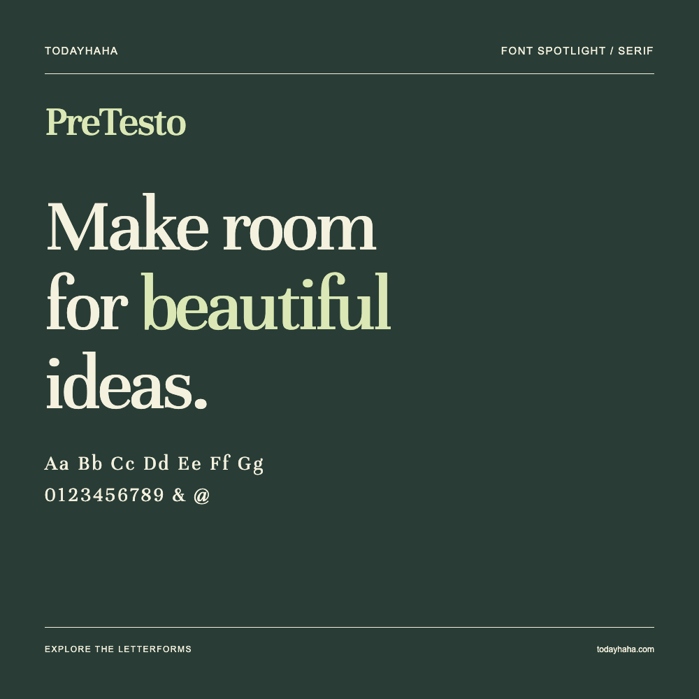 PreTesto — Typography poster with sample text