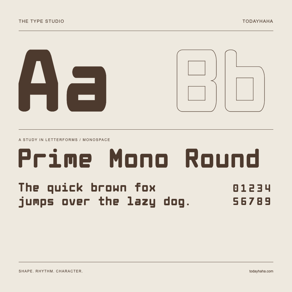Prime Mono Round — 字形展示：示例句子与数字