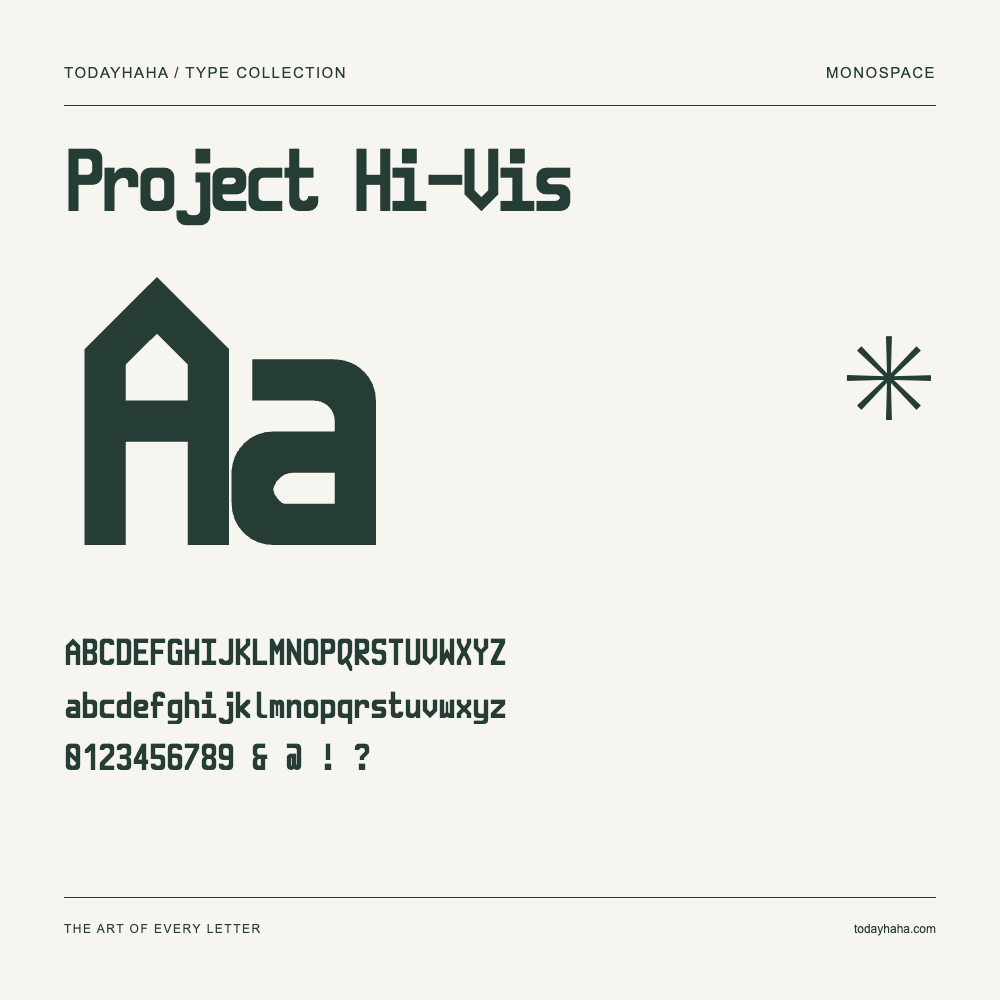 Project Hi-Vis — Campione con lettere maiuscole, minuscole e numeri