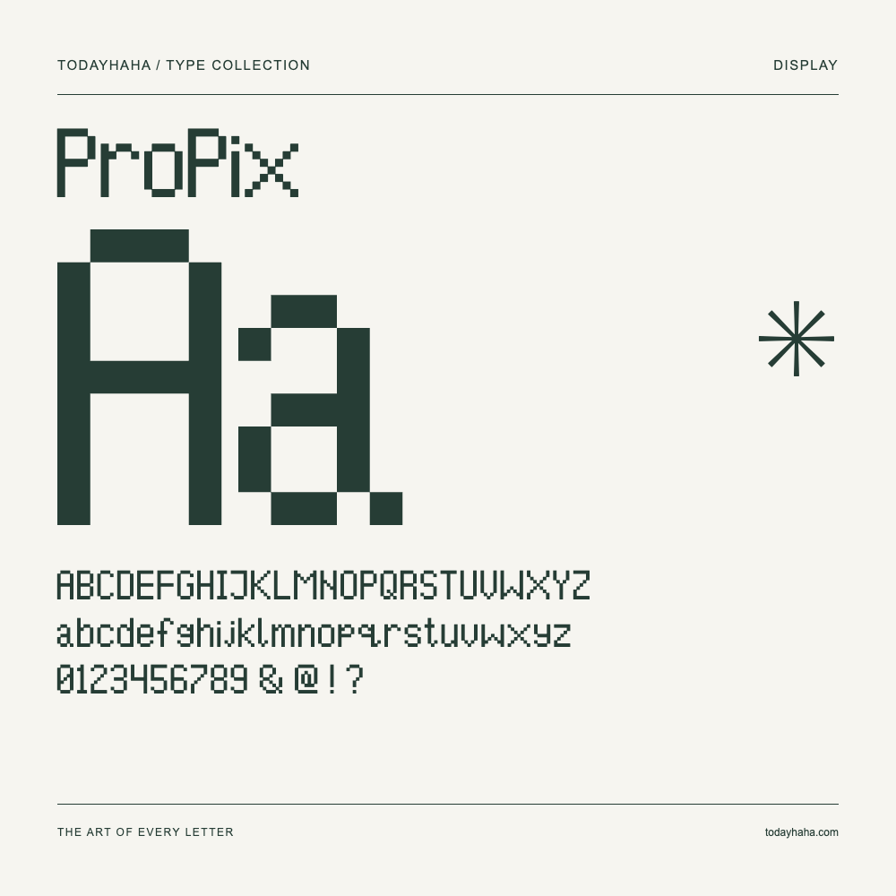 ProPix — Muestra de mayúsculas, minúsculas y números