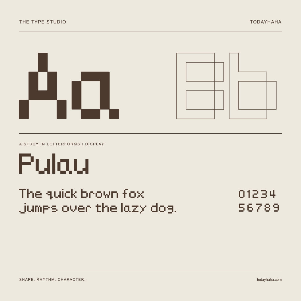 Pulau — Estudio de letras con una frase y números