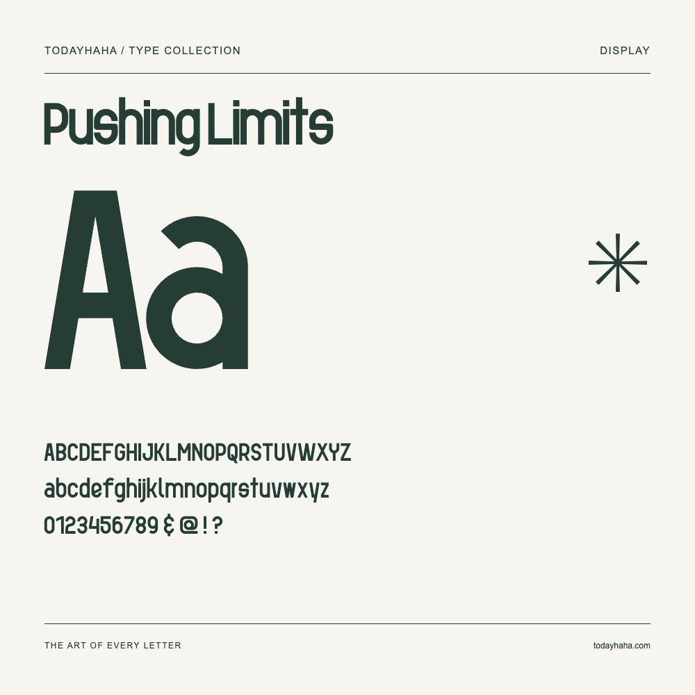 Pushing Limits — Schriftmuster mit Großbuchstaben, Kleinbuchstaben und Ziffern
