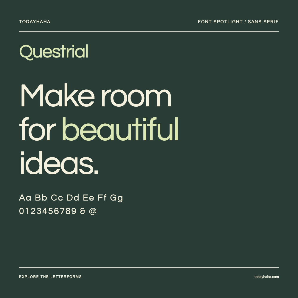Questrial — Typography poster with sample text