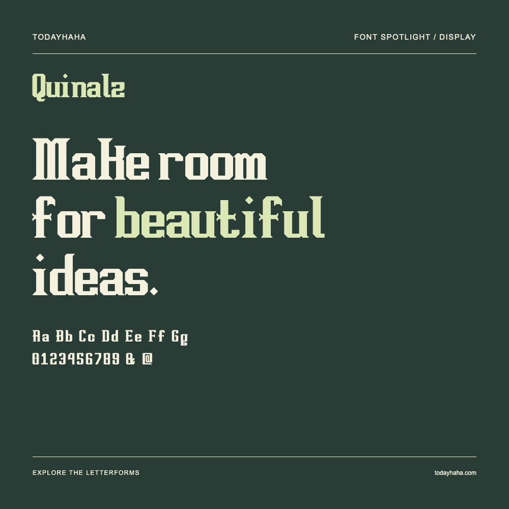 Quinalz — Affiche typographique avec exemple de texte