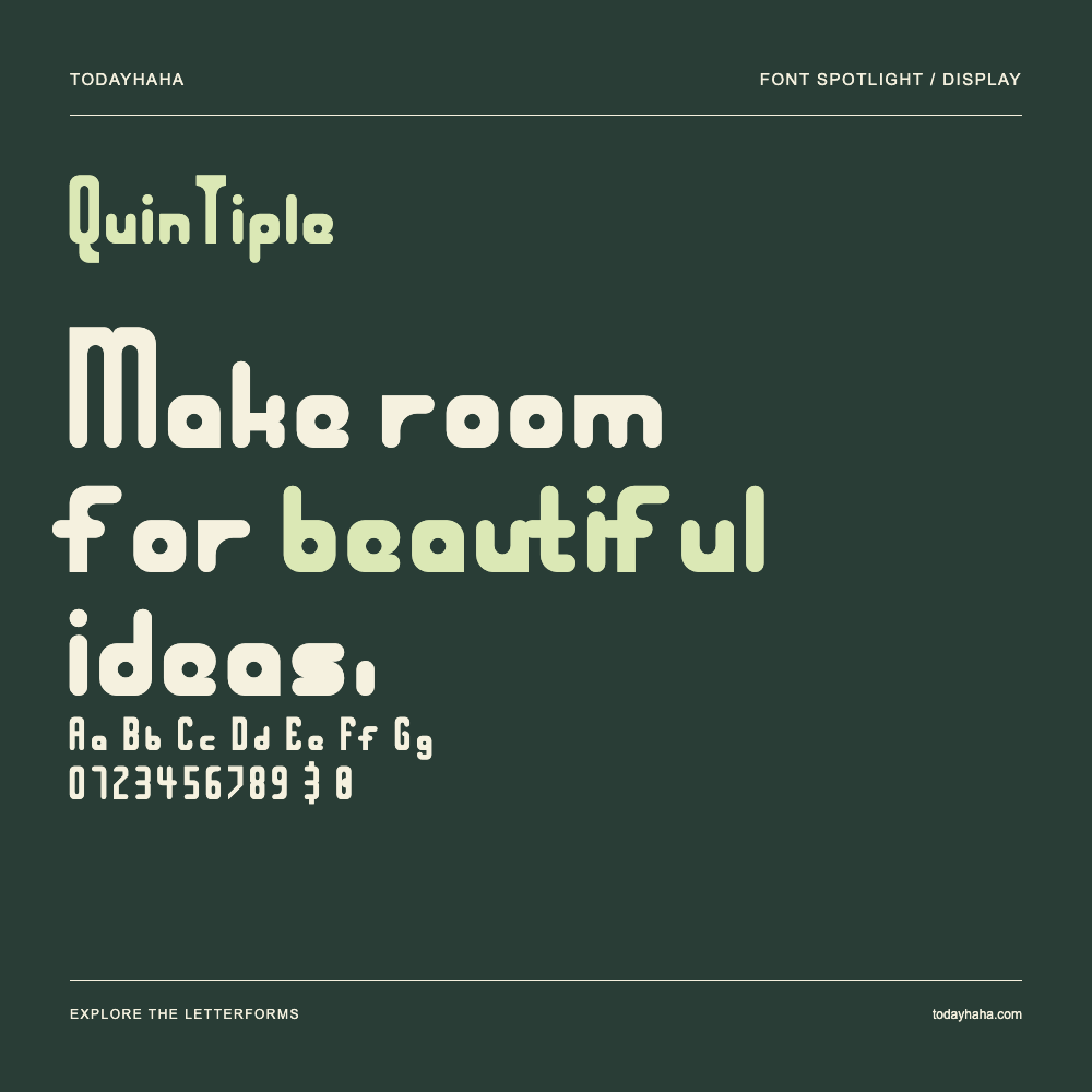 QuinTiple — Póster tipográfico con texto de muestra
