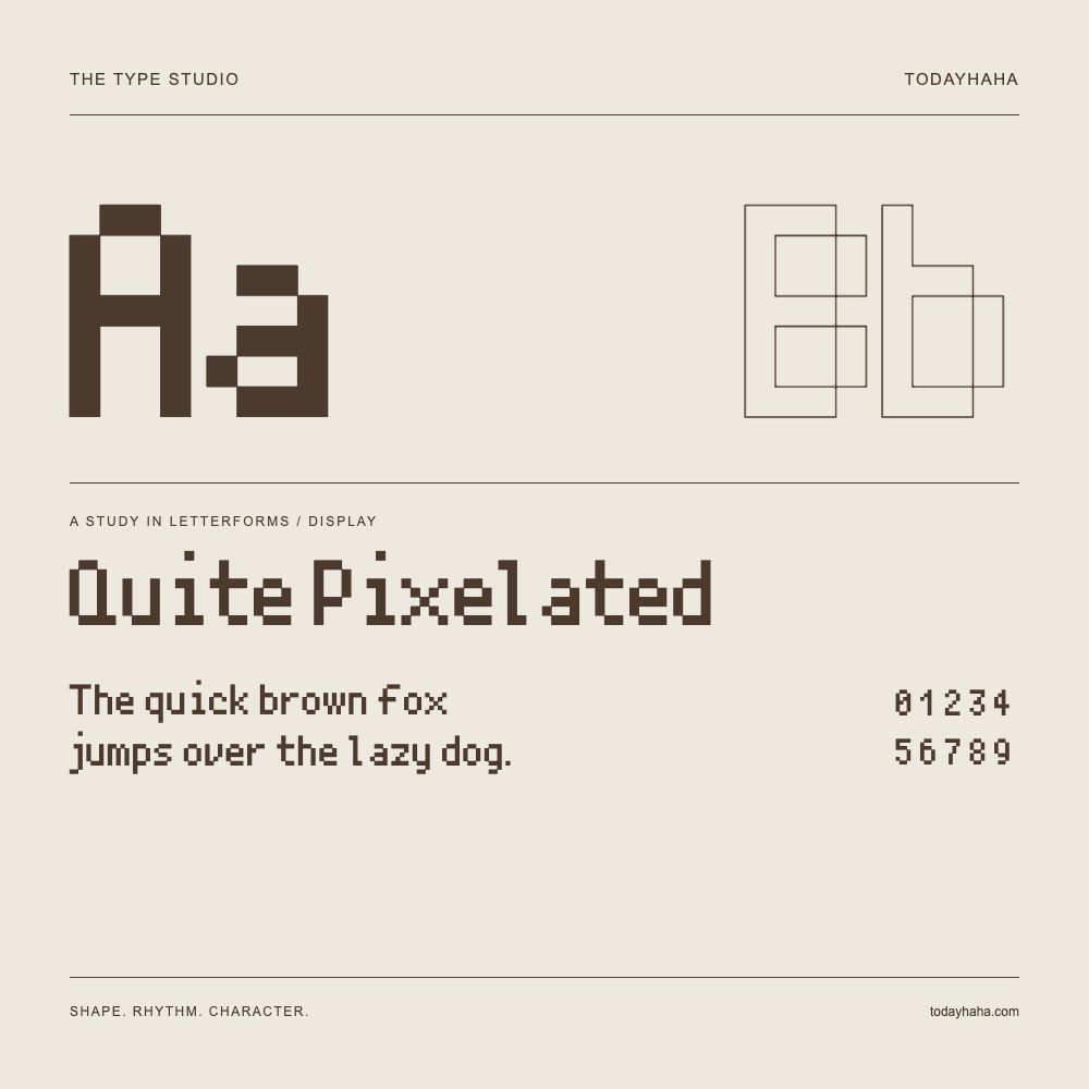 Quite Pixelated — 字形展示：示例句子与数字