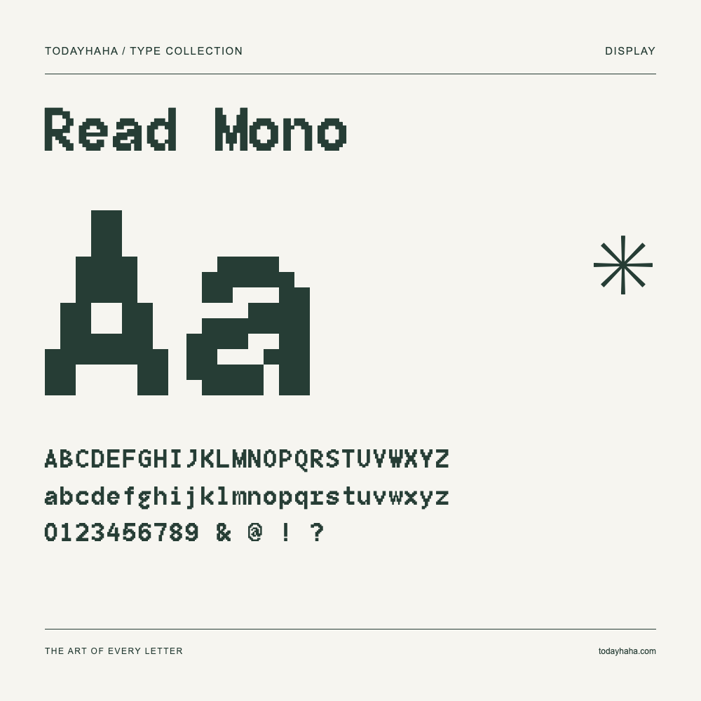Read Mono — Muestra de mayúsculas, minúsculas y números