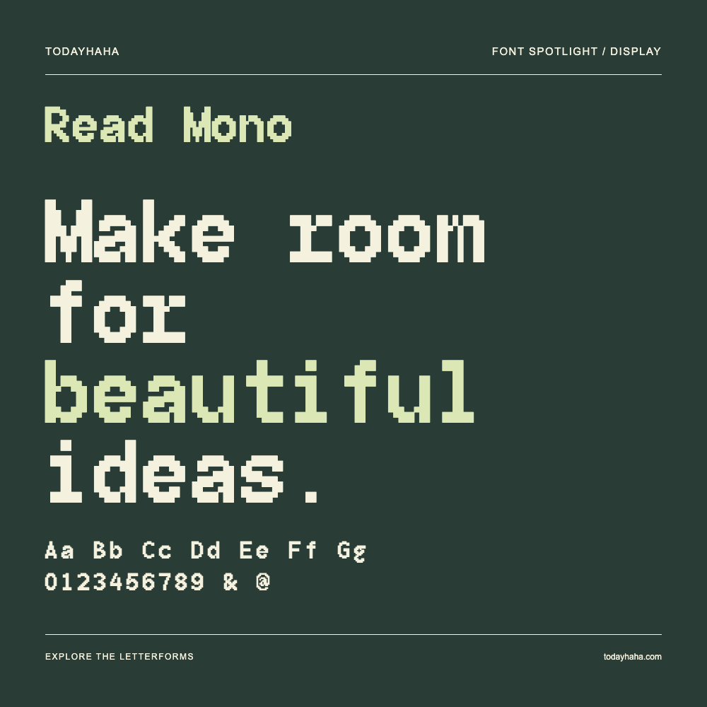 Read Mono — Póster tipográfico con texto de muestra