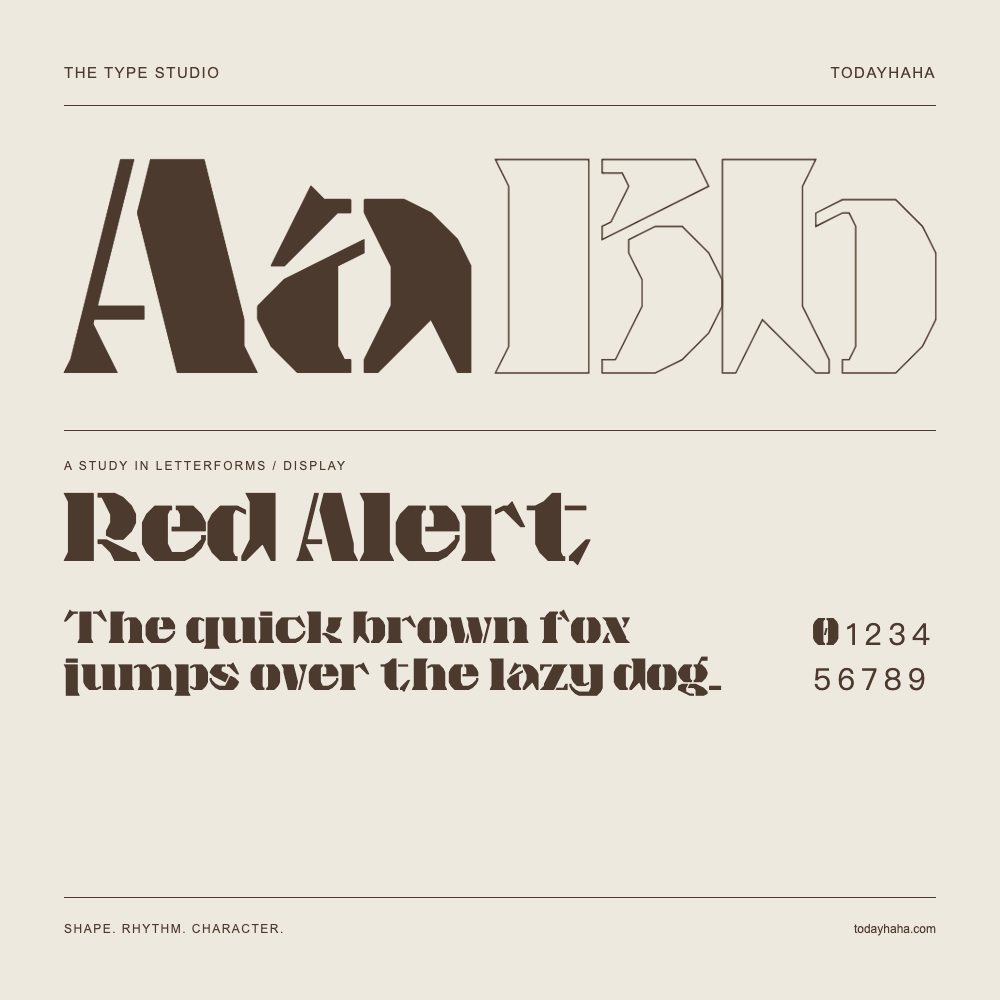 Red Alert — 字形展示：示例句子与数字