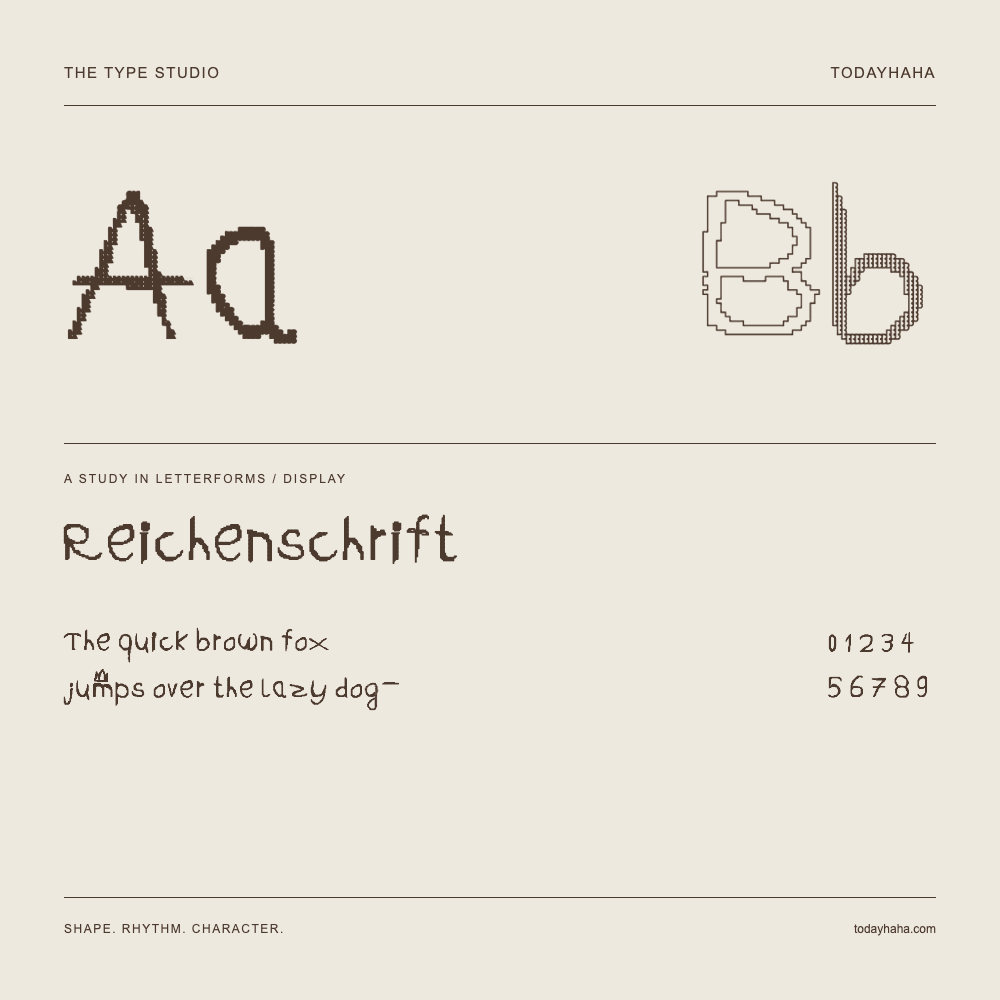 Reichenschrift — 字形展示：示例句子与数字