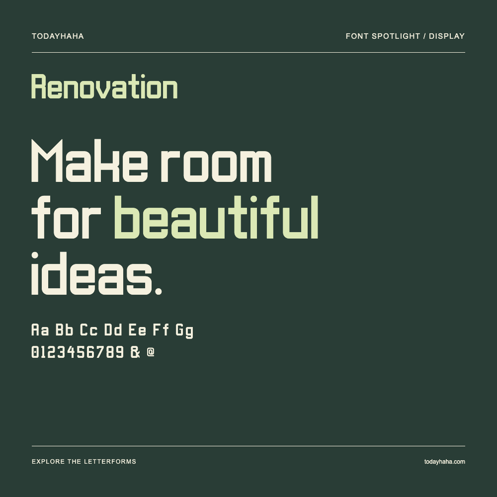 Renovation — Affiche typographique avec exemple de texte
