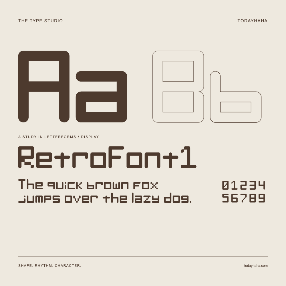 RetroFont1 — Estudio de letras con una frase y números