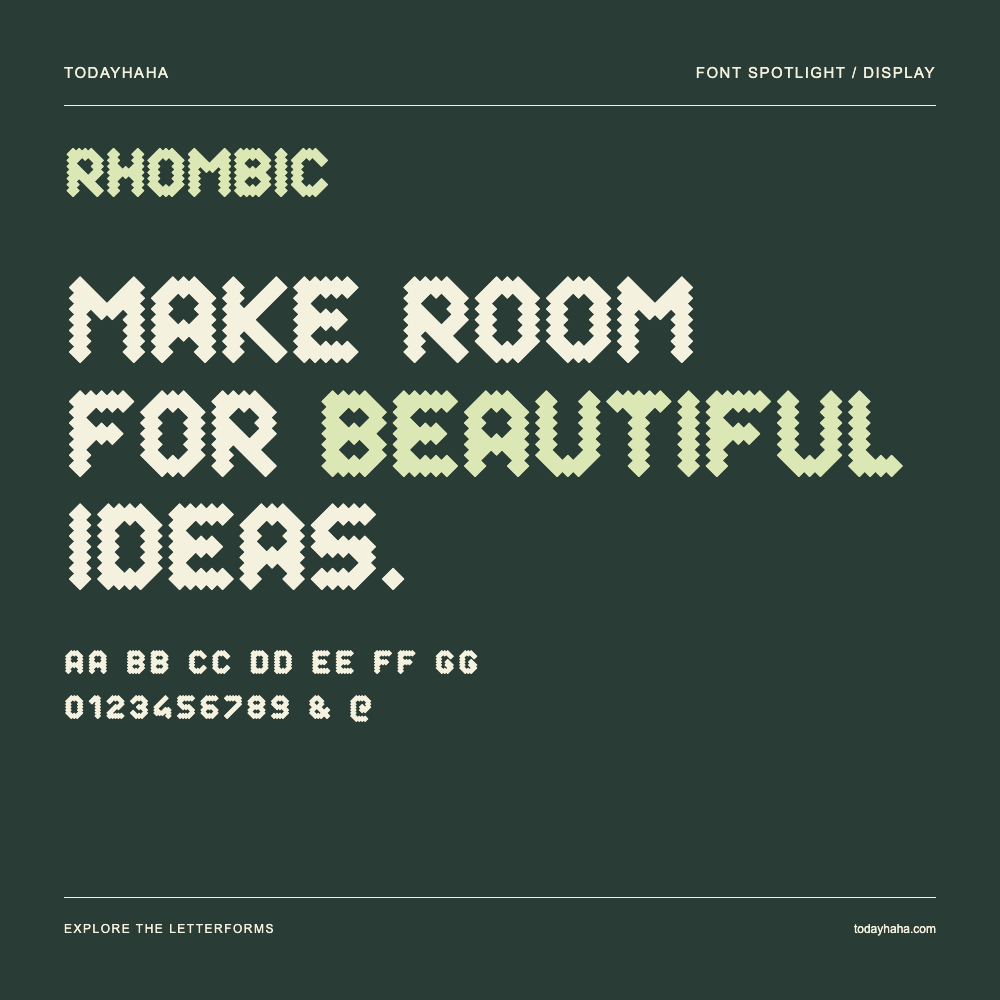 Rhombic — Póster tipográfico con texto de muestra
