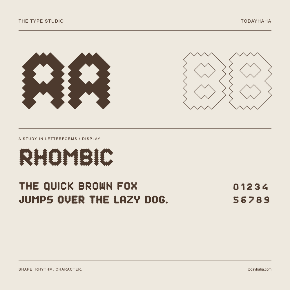 Rhombic — Estudio de letras con una frase y números