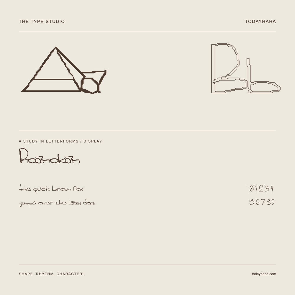 Roanokan — Buchstabenstudie mit Beispielsatz und Ziffern