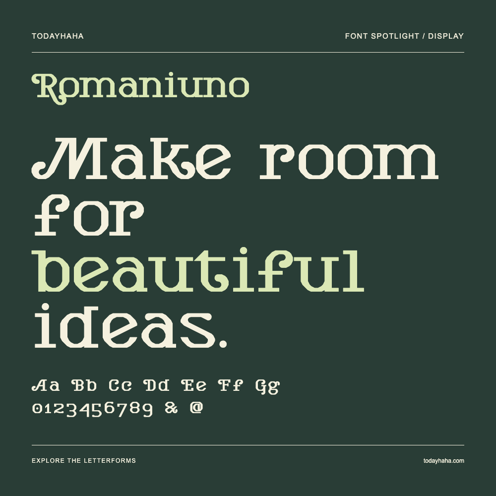 Romaniuno — Typografieposter mit Beispieltext