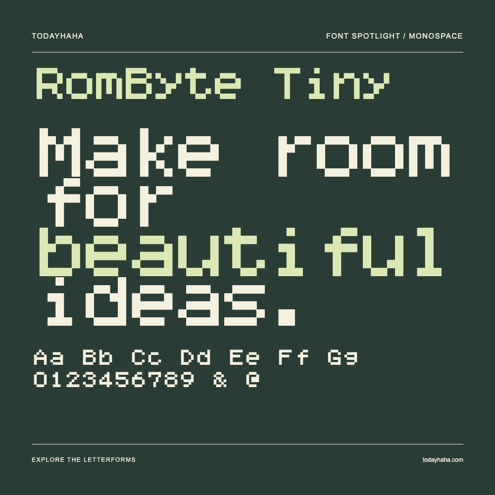 RomByte Tiny — Typografieposter mit Beispieltext