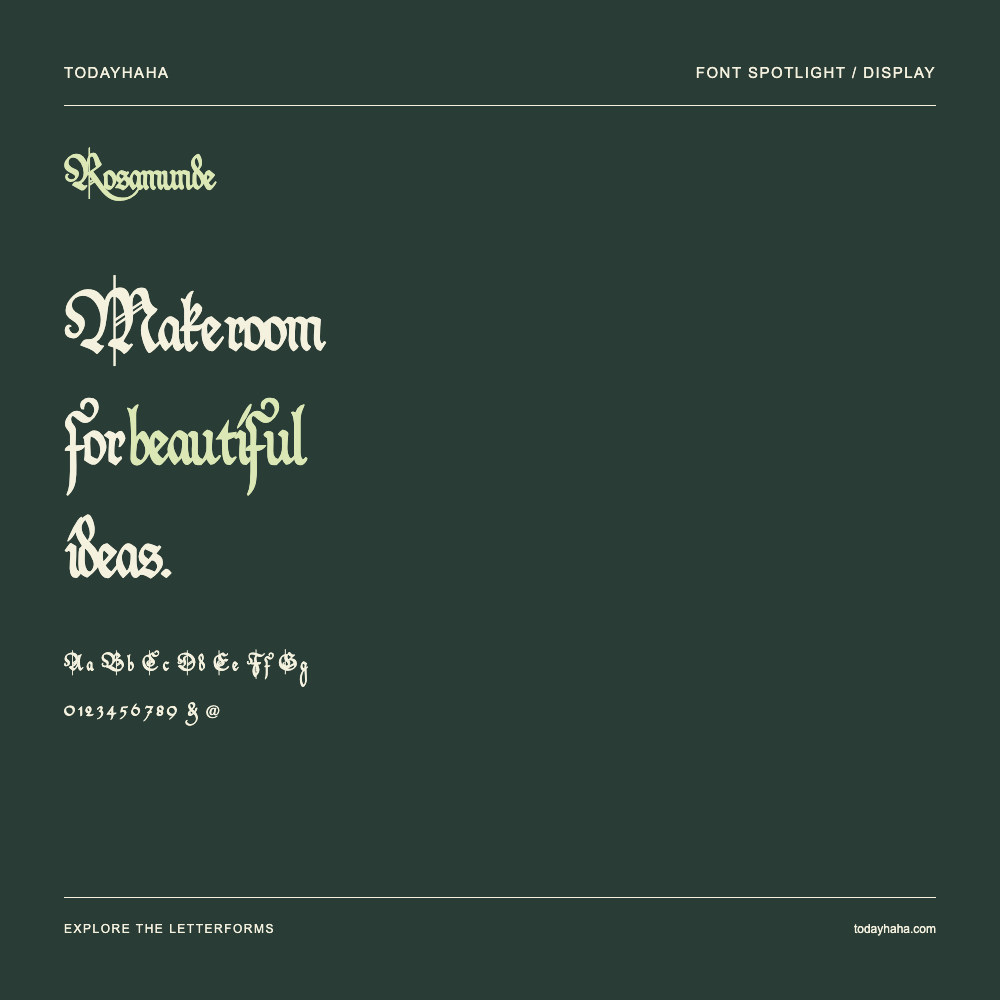 Rosamunde — Typografieposter mit Beispieltext