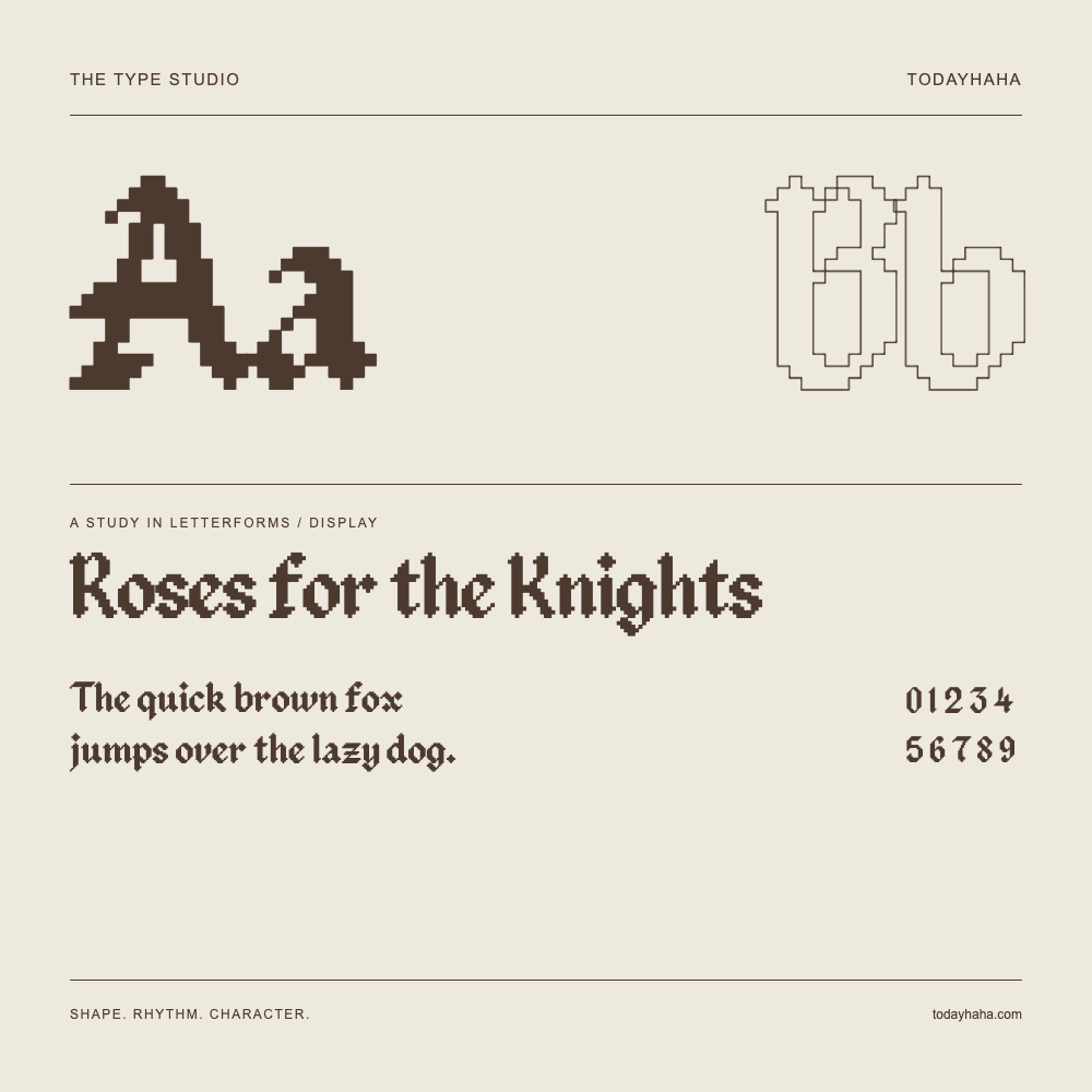 Roses for the Knights — 字形展示：示例句子与数字