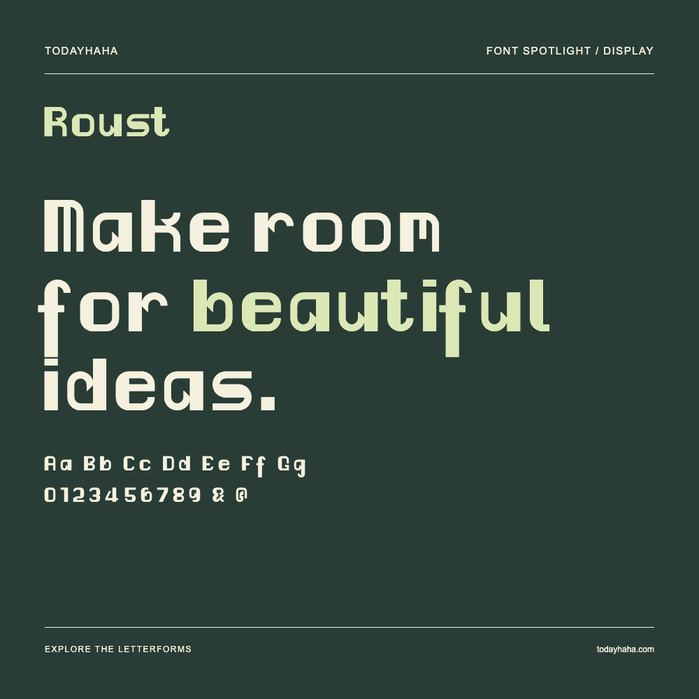 Roust — Póster tipográfico con texto de muestra
