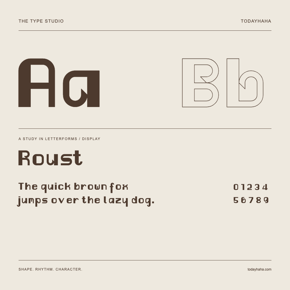 Roust — Estudio de letras con una frase y números