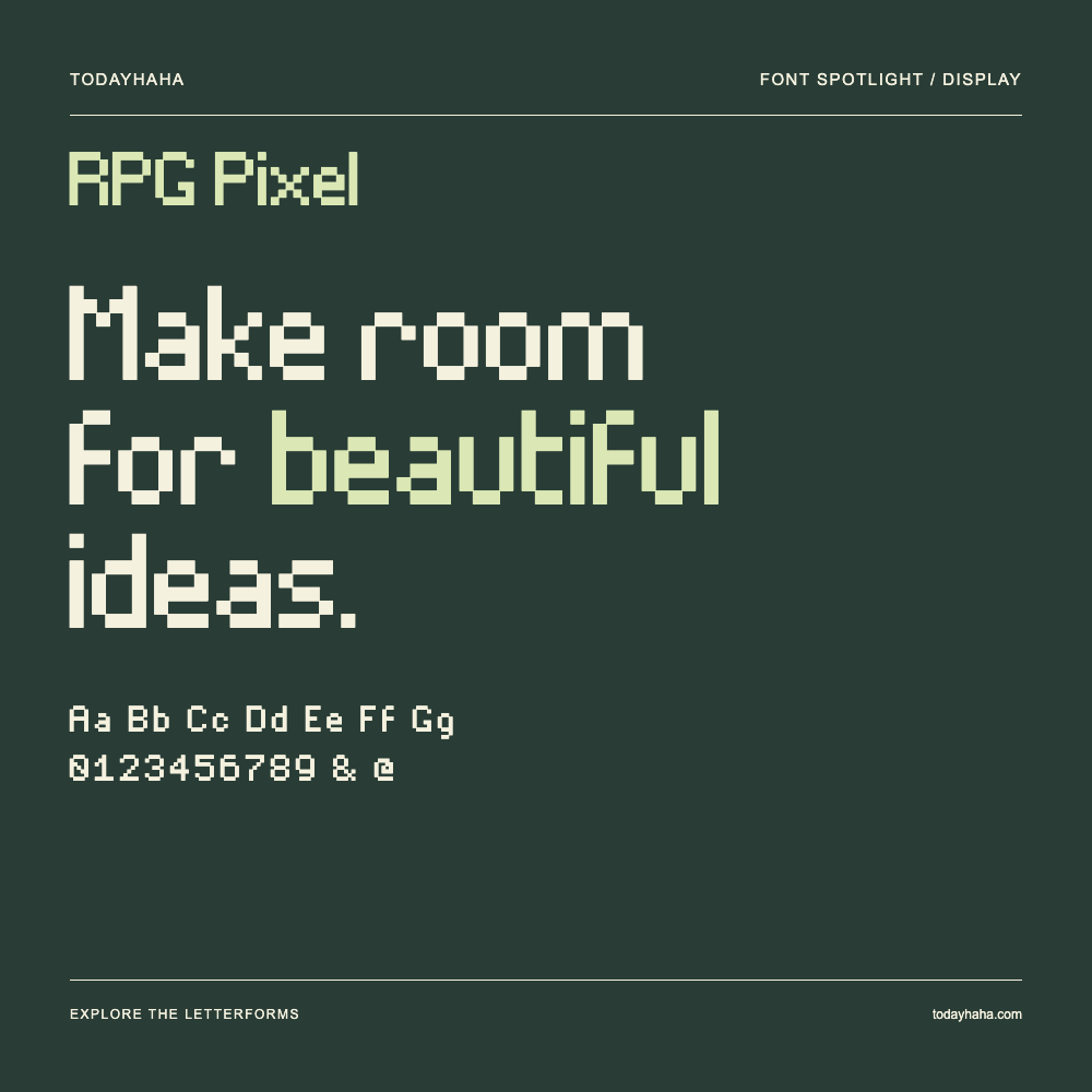 RPG Pixel — Póster tipográfico con texto de muestra