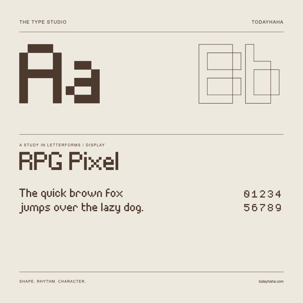 RPG Pixel — Estudio de letras con una frase y números